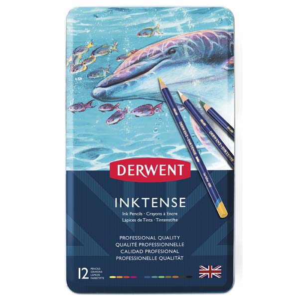 Midnight Blue Derwent Inktense Pencils, Tin 12 Pencils