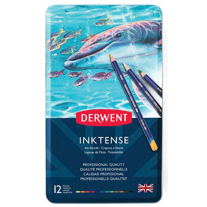 Midnight Blue Derwent Inktense Pencils, Tin 12 Pencils