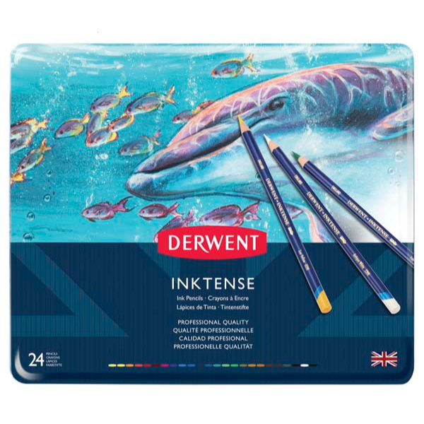 Midnight Blue Derwent Inktense Pencils, Tin 24 Pencils