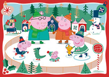 Christmas giant floor puzzle artwork with Peppa Pig characters in a snowy scene
