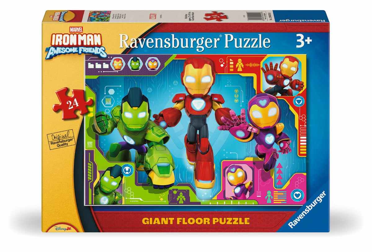Giant floor puzzle box, 24-piece Iron Man and friends set with scene artwork