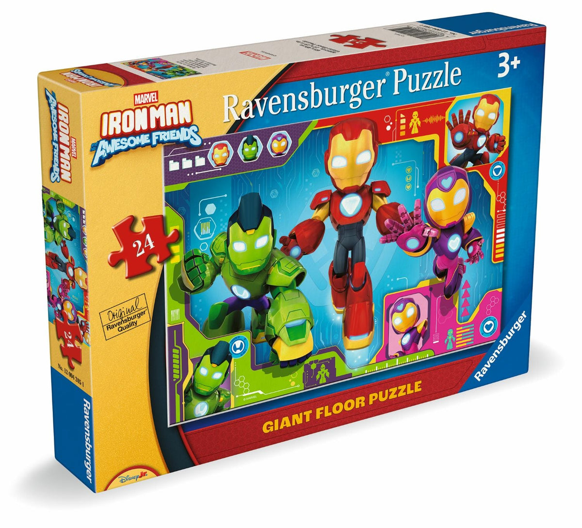 24-piece Iron Man themed jigsaw puzzle box with colorful character artwork