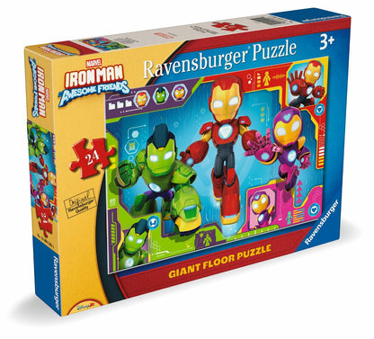 24-piece Iron Man themed jigsaw puzzle box with colorful character artwork
