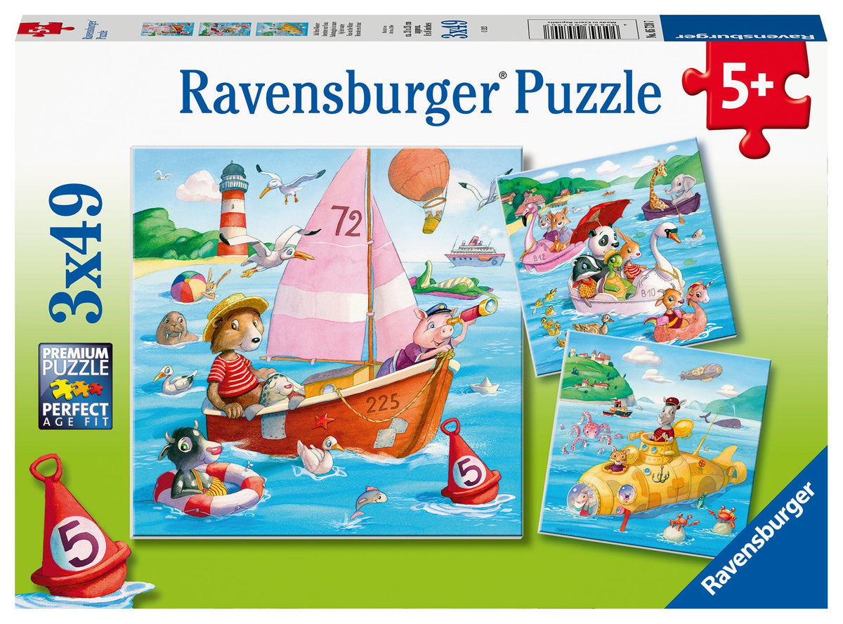 Ravensburger Puzzle box side with 3x49, 5+ and two sea-animal picture panels