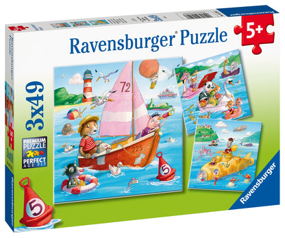 Ravensburger puzzle box with sea-animal scenes, 5+ and 3x49 piece set