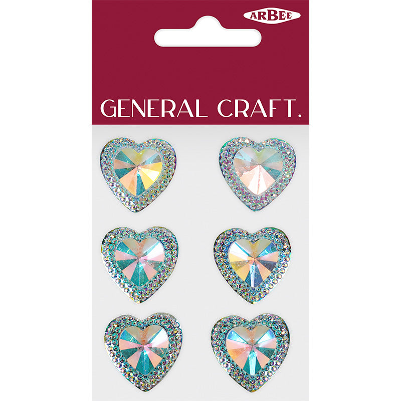 Rs Heart Big Fancy Silver Ab  6Pc