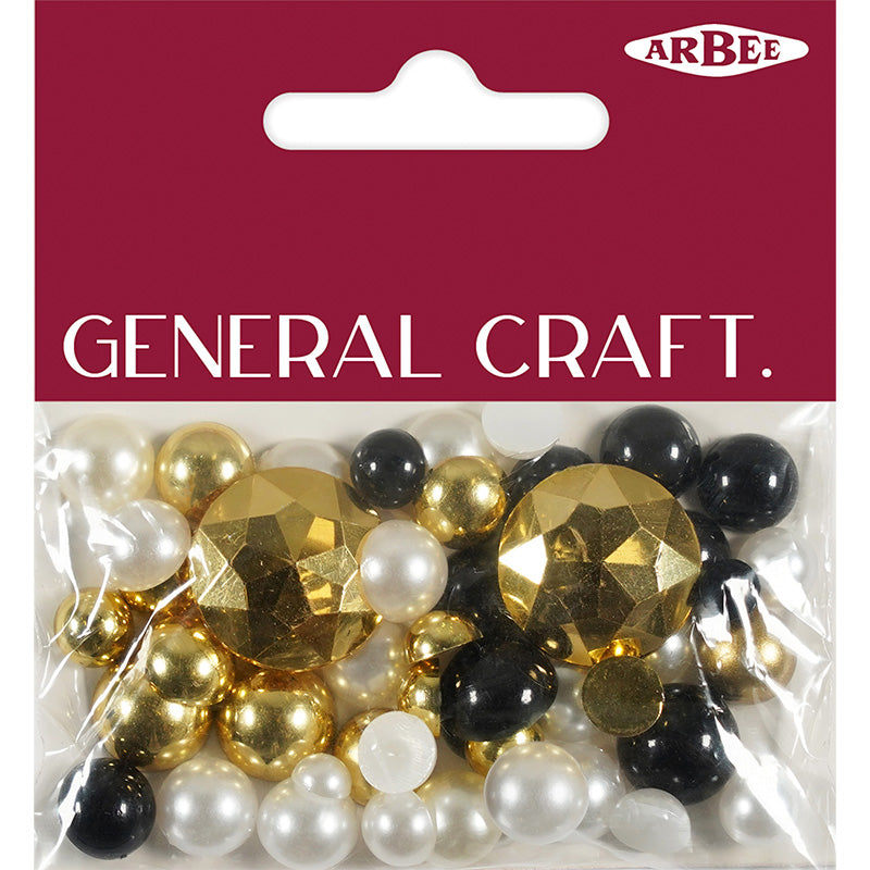 Rs Treasure Mix Black Gold Pearl 50Pc