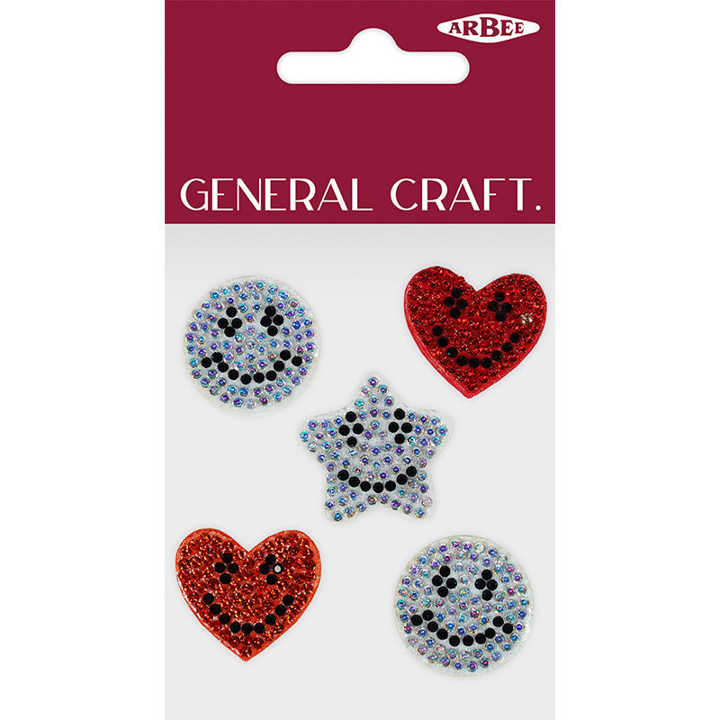 Rs Felt Round Heart Faces 5Pc
