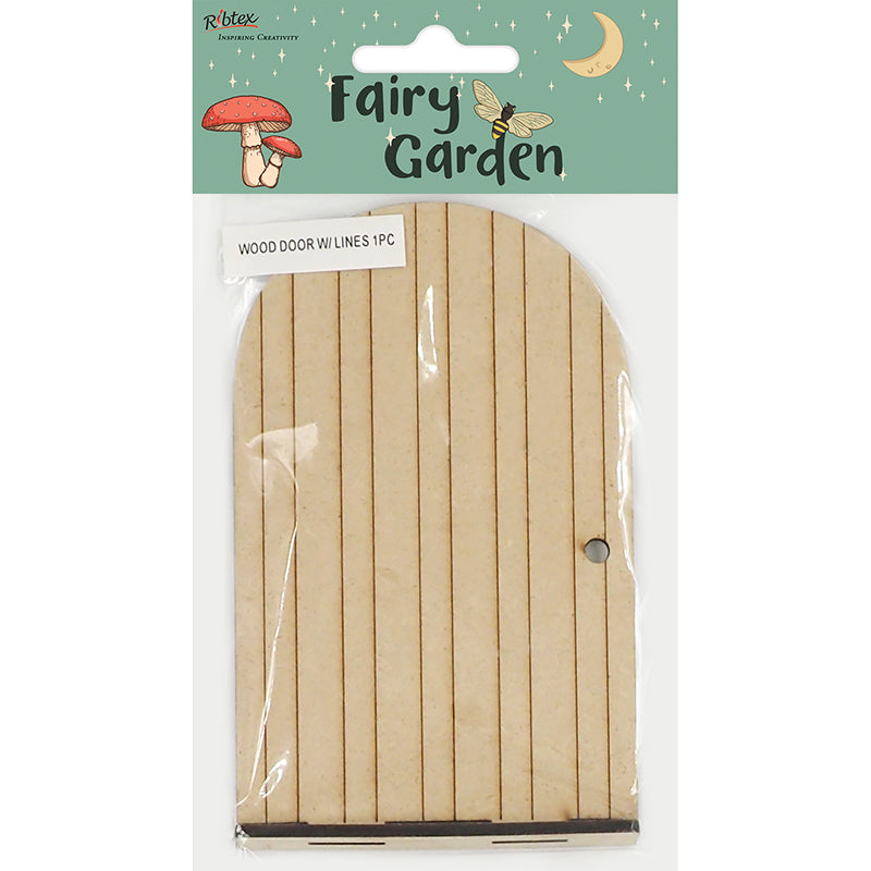 Tan Fairy Garden Wood Door W/ Lines, 1pc Fairy Garden