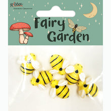 Seashell Fairy Garden Mini Resin Plastic Bees, 6pc Fairy Garden