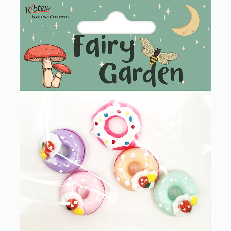 White Smoke Fairy Garden Mini Resin Donuts, 5pc Fairy Garden