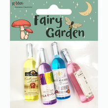 Dark Sea Green Fairy Garden Mini Resin Wine Bottles, 4pc Fairy Garden