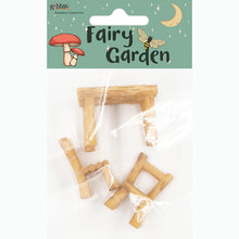 White Smoke Fairy Garden Mini Resin Log Table And Chairs, 3pc Set Fairy Garden