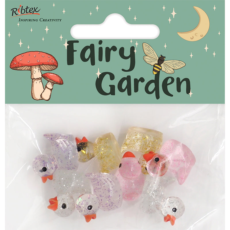 Lavender Fairy Garden Mini Resin Glitter Ducks, 8pc Fairy Garden