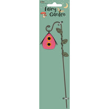 Dark Sea Green Fairy Garden Mini Metal Pink Birdhouse Fairy Garden