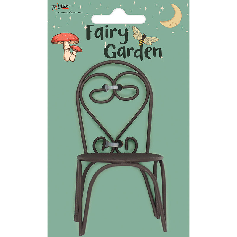 Dark Sea Green Fairy Garden Mini Metal Black Chair Fairy Garden