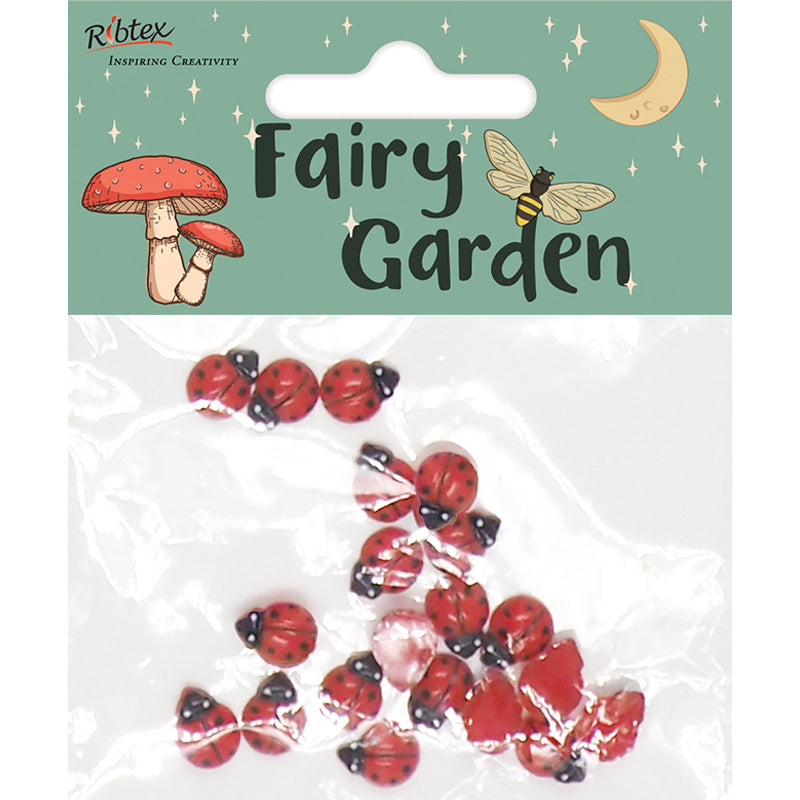 White Smoke Fairy Garden Micro Lady Bugs Red Glow, 20pc Fairy Garden