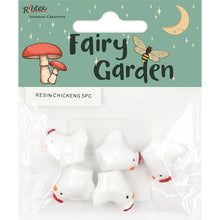 White Smoke Fairy Garden Resin Chickens, 5pc Fairy Garden