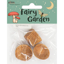 Lavender Fairy Garden Mini Resin Wicker Baskets, 3pc Fairy Garden