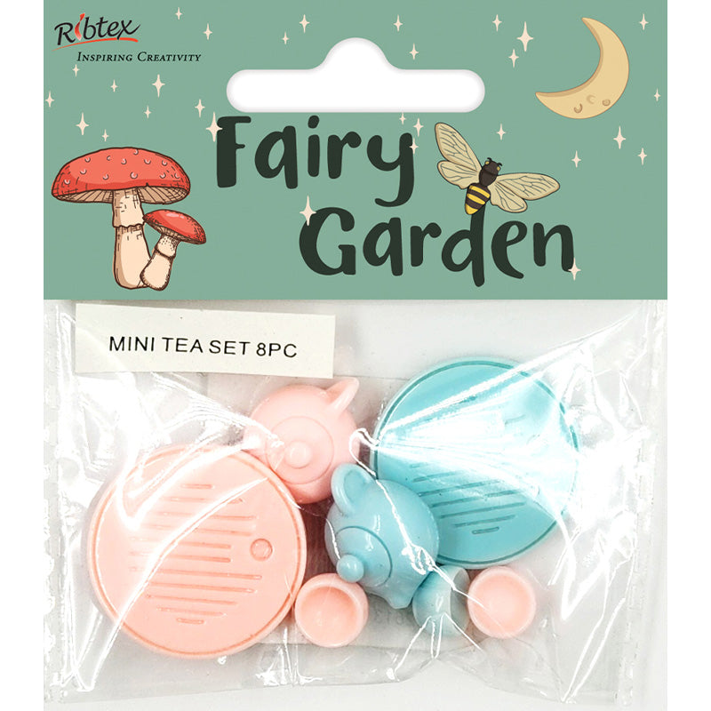 Dark Sea Green Fairy Garden Mini Tea Set, 8pc Fairy Garden