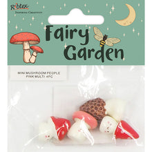 Lavender Fairy Garden Mini Mushroom People Pink Multi, 4pc Fairy Garden