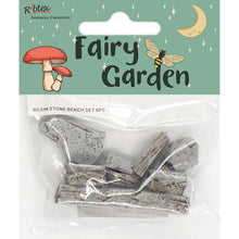 Lavender Fairy Garden Resin Stone Bench Set, 6pc Fairy Garden