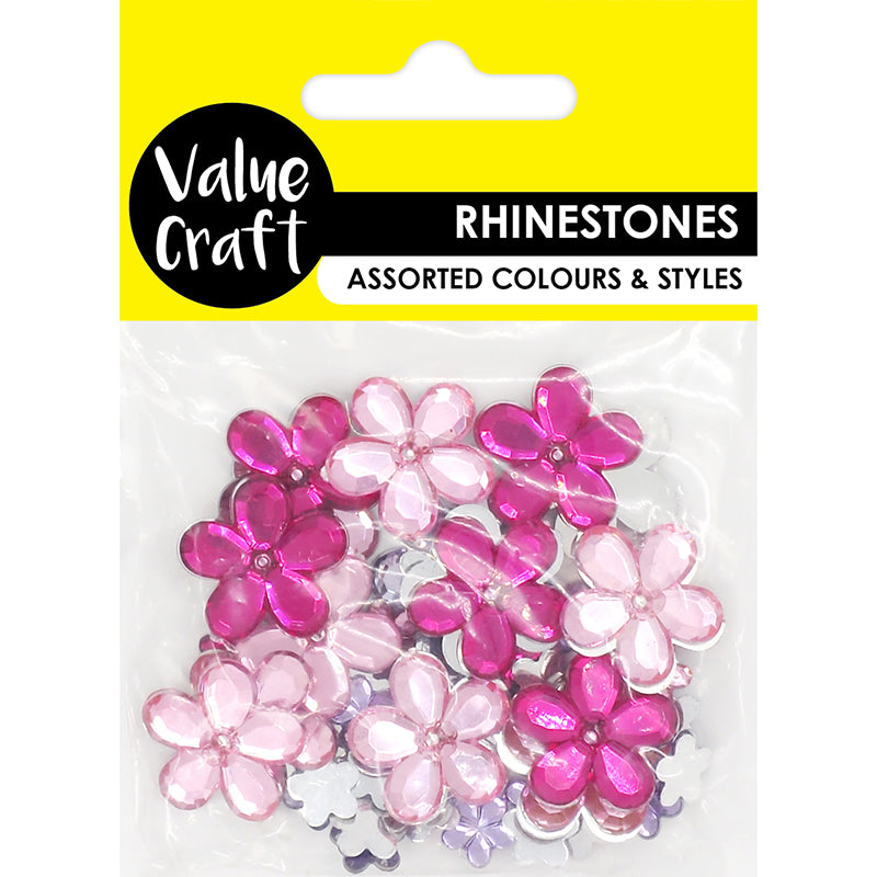Rhinestone Flower Pk-Pp Mix 63Pcs
