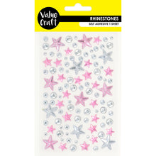 Craft Rhinestone Stars  Pink-Silver 1 Sh