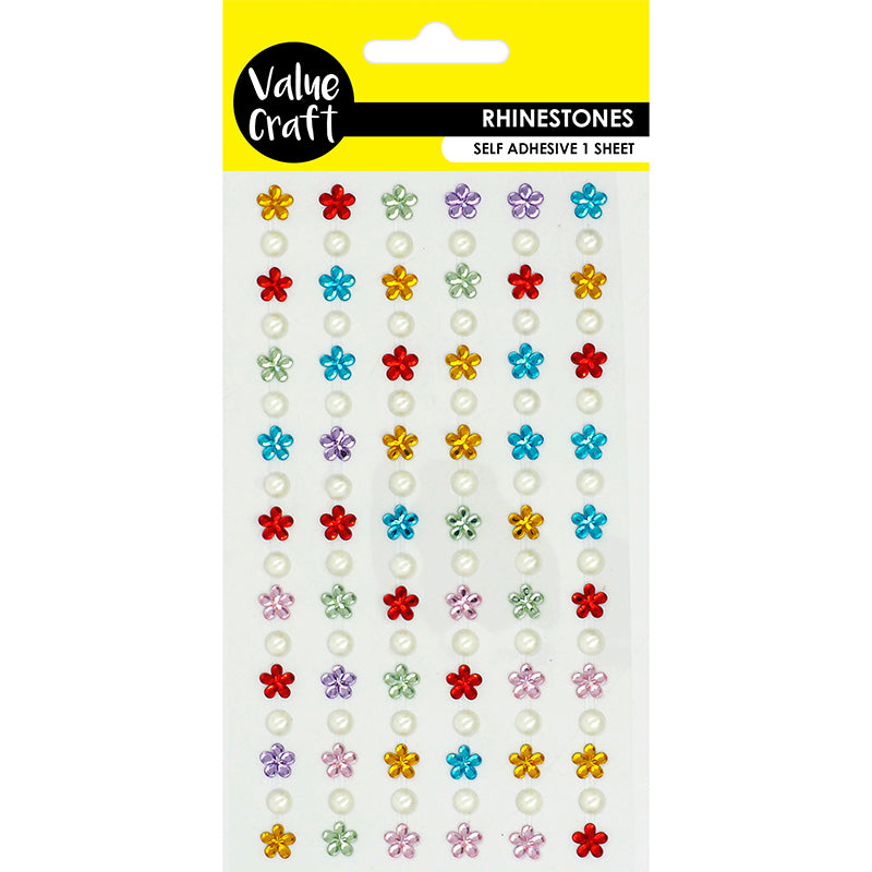 Rhinestone Adhesive Flower Pearl 1Sh