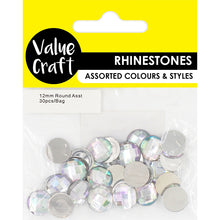 Rhinestones Round 12Mm  Asst Ab 30Pcs