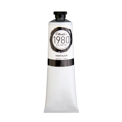 White Smoke Gamblin 1980 Oil Paint Ivory Black 150mL Series 1 Oil Paints