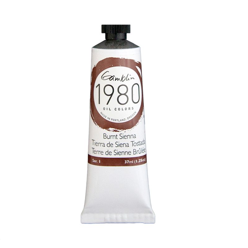 Gamblin 1980 Oil Paint, Burnt Sienna, S1, 37ml