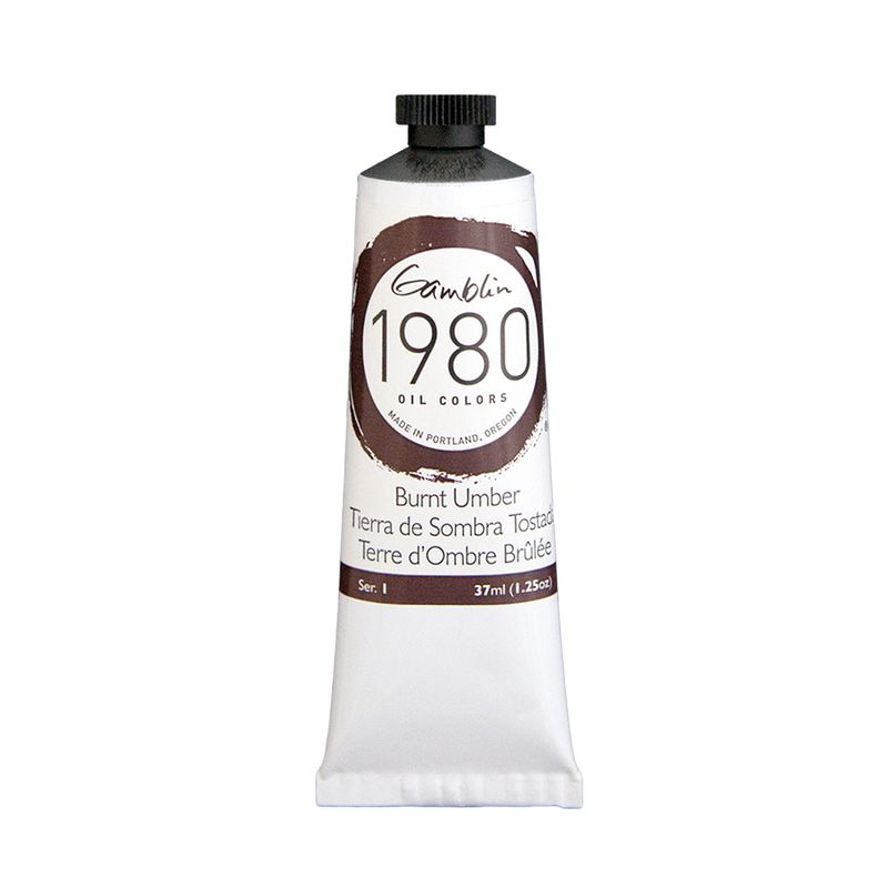Gamblin 1980 Oil Paint, Burnt Umber, S1, 37ml