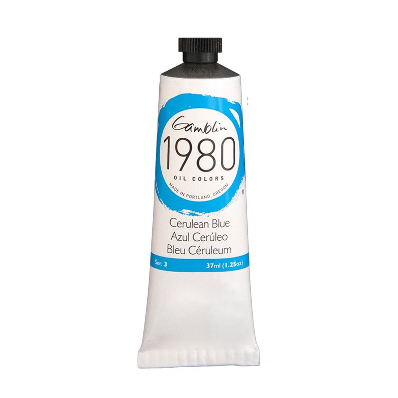 Gamblin 1980 Oil Paint, Cerulean Blue, S3, 37ml