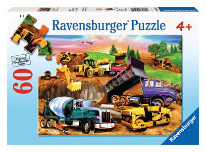 Ravensburger 60-piece construction jigsaw puzzle box with vehicle scene