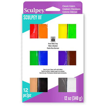 White Smoke Sculpey III Modelling Clay Multi Pack, Classic Colours, 12x 1oz/ 28g bars Modelling Clay