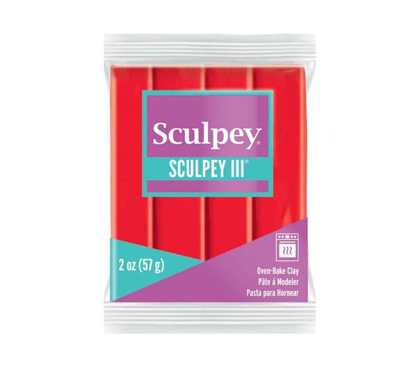 Light Gray Sculpey III Modelling Clay, 57g, Red Hot Red Modelling Clay