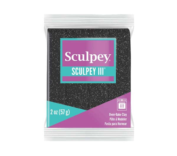 Dark Slate Gray Sculpey III Modelling Clay, 57g, Black Glitter Modelling Clay