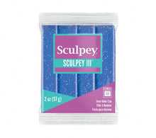 Light Gray Sculpey III Modelling Clay, 57g, Blue Glitter Modelling Clay