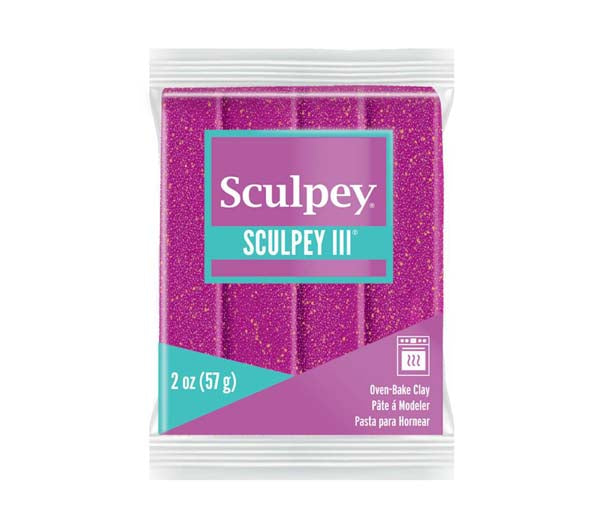 Maroon Sculpey III Modelling Clay, 57g, Violet Glitter Modelling Clay
