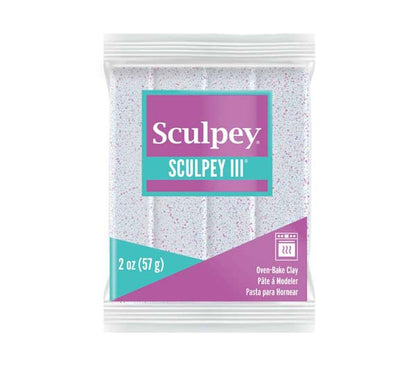 Light Gray Sculpey III Modelling Clay, 57g, White Glitter Modelling Clay