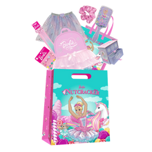 Barbie Nutcracker ballet showbag with blue tulle dress, pink accessories, and gift bag