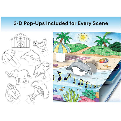 Snap Circuits Snap & Draw box showing 3-D pop-up scenes and dolphin craft