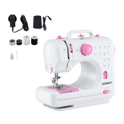 White Smoke Devanti 12 Stitches Mini Sewing Machine for Beginners Portable Sewing Machine Kit with LED Lights Home & Garden > Hobbies > Arts & Crafts