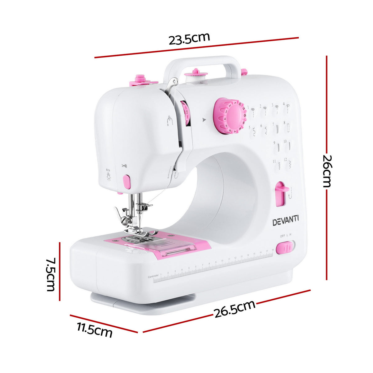 White Smoke Devanti 12 Stitches Mini Sewing Machine for Beginners Portable Sewing Machine Kit with LED Lights Home & Garden > Hobbies > Arts & Crafts