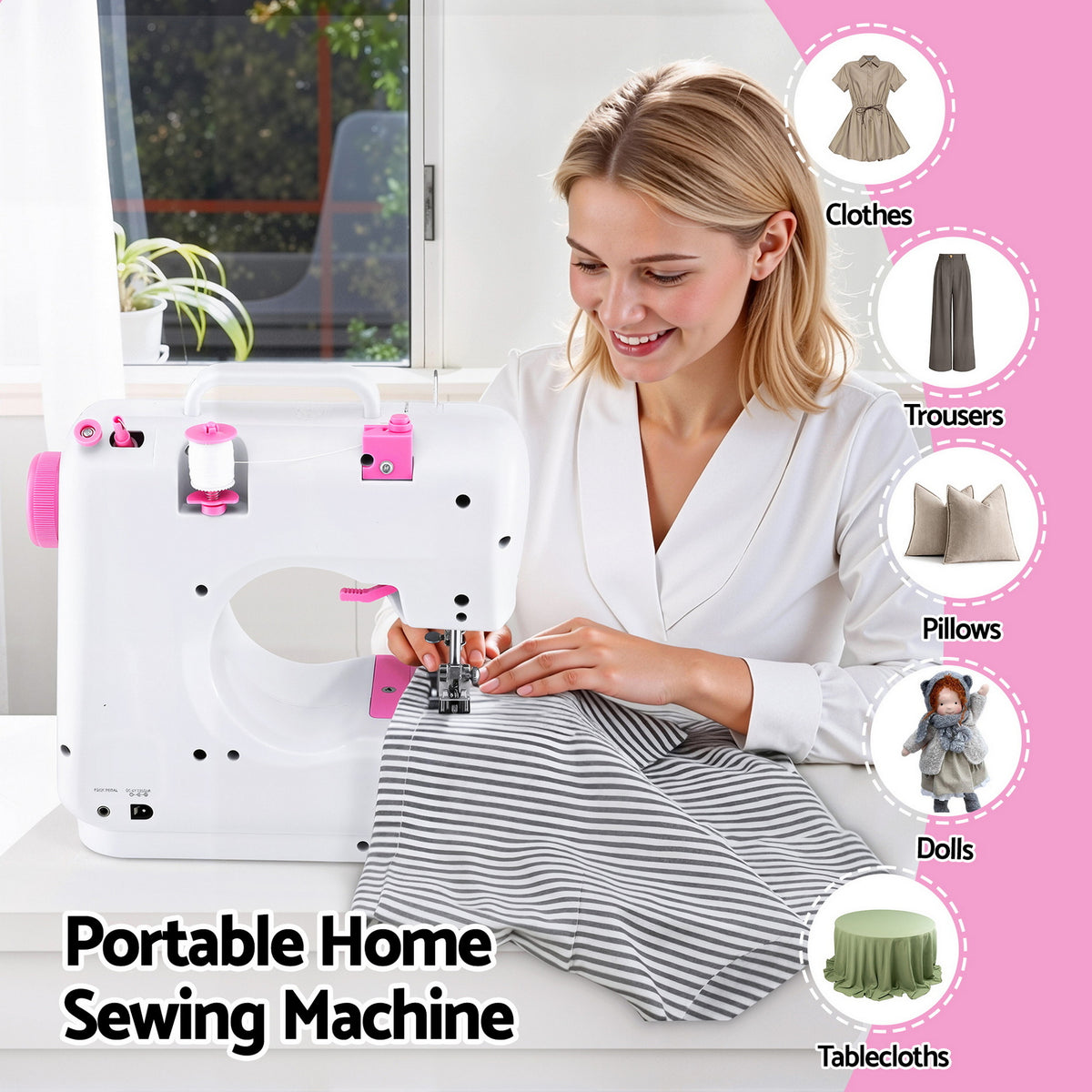 Lavender Devanti 12 Stitches Mini Sewing Machine for Beginners Portable Sewing Machine Kit with LED Lights Home & Garden > Hobbies > Arts & Crafts