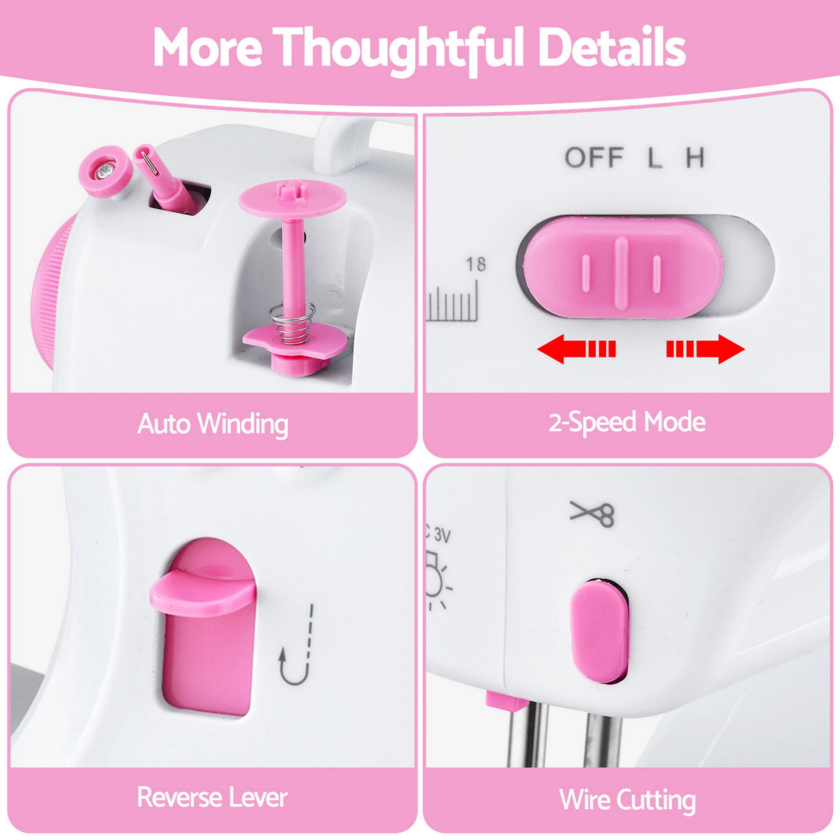 Lavender Devanti 12 Stitches Mini Sewing Machine for Beginners Portable Sewing Machine Kit with LED Lights Home & Garden > Hobbies > Arts & Crafts