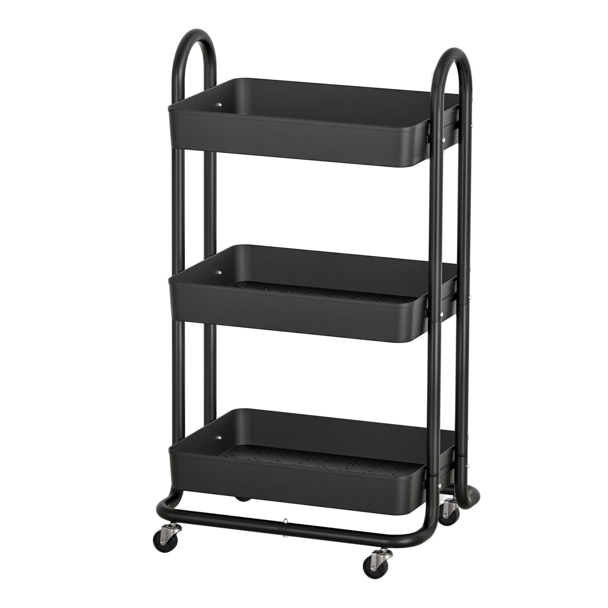 White Smoke Artiss Storage Trolley Kitchen Cart 3 Tiers Rack Shelf Organiser Wheels Black Furniture > Dining > Kitchen & Dining Trolleys