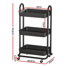 White Smoke Artiss Storage Trolley Kitchen Cart 3 Tiers Rack Shelf Organiser Wheels Black Furniture > Dining > Kitchen & Dining Trolleys