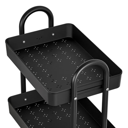 White Smoke Artiss Storage Trolley Kitchen Cart 3 Tiers Rack Shelf Organiser Wheels Black Furniture > Dining > Kitchen & Dining Trolleys